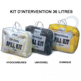 Kit de intervención 36 litros absorbente para hidrocarburos blanco