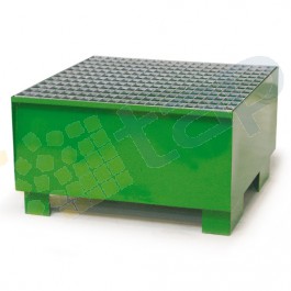 Cubeta colectora para 1 bidón pintada verde con enrejado