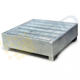 Cubeta colectora galvanizada para 4 bidones con enrejado Wireline®