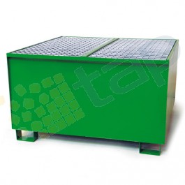 Cubeta colectora pintada verde para 1 GRG/IBC con enrejado prensado