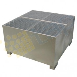 Cubeta colectora galvanizada para 1 GRG/IBC con enrejado prensado