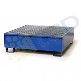 Cubeta colectora para 4 bidones pintada azul con enrejado prensado