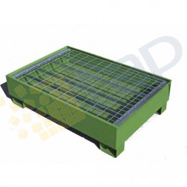 Cubeta colectora pintada verde para 2 bidones con enrejado Wireline®
