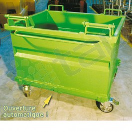 Contenedor con fondo abatible 1000 litros pintado verde