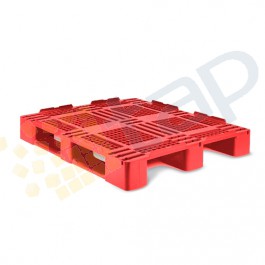 Palette Plastique rouge plateau ajourée 3 semelles