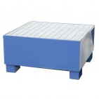 Cubeta colectora para 1 bidón pintada azul con enrejado