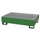 Cubeta colectora para 2 bidones pintada verde con enrejado prensado