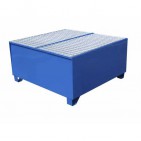 Cubeta colectora pintada azul para 4 bidones con enrejado prensado