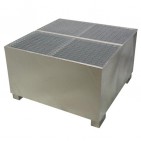 Cubeta colectora galvanizada para 1 GRG/IBC con enrejado prensado