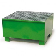Cubeta colectora para 1 bidón pintada verde con enrejado