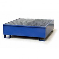 Cubeta colectora para 4 bidones pintada azul con enrejado prensado