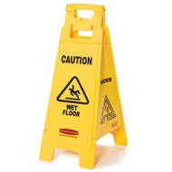 Señalización de peligro 4 caras ''Caution Wet Floor"